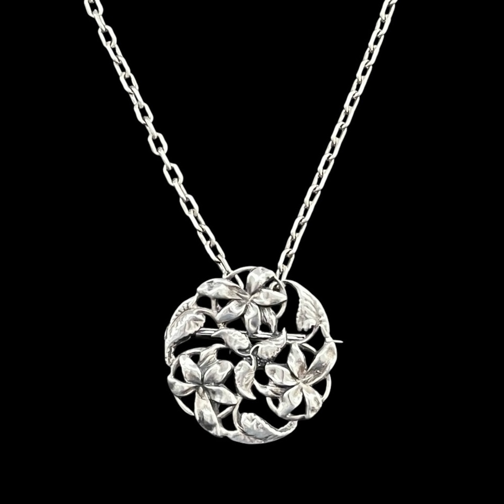 Vintage Jo Michels sterling silver round floral brooch pin - Picture 2 of 9